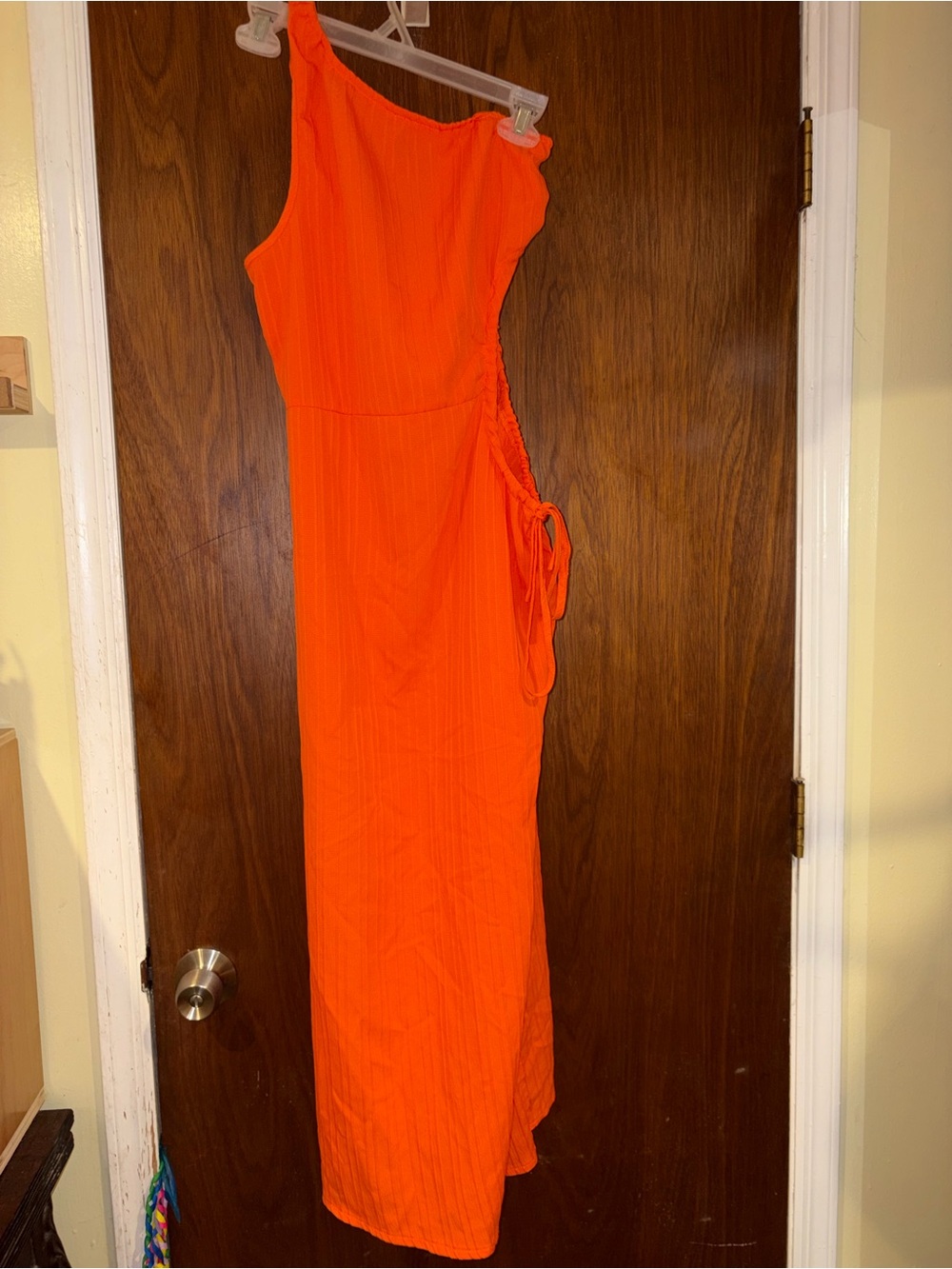 One-Shoulder Orange Maxi Dress